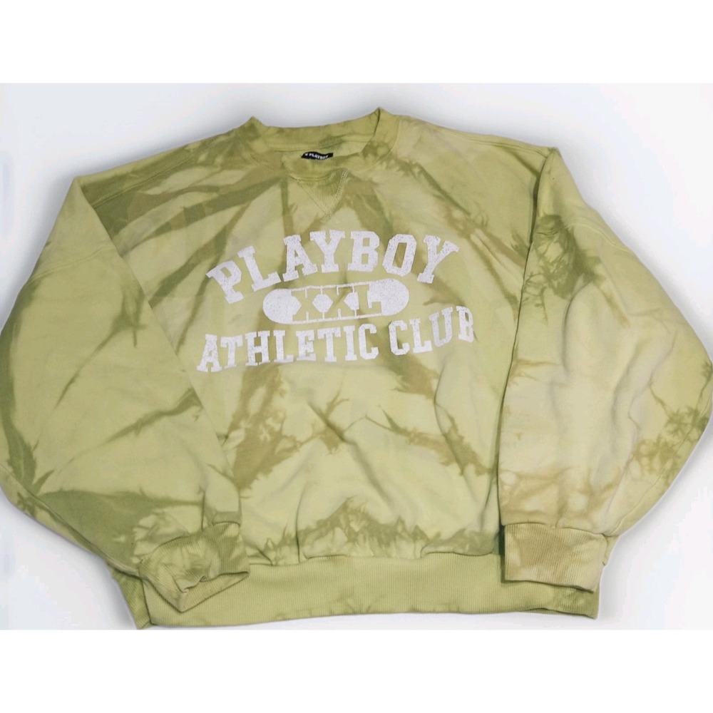Playboy By PacSun Athletic Club Sweatshirt S Green Tie Dye Oversized Crewneck